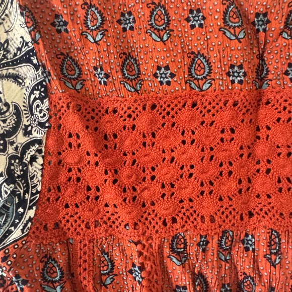 Anthropologie sz S Womens Patrons of Peace Crochet Tassle Flare Sleeve Top Boho - Picture 10 of 11